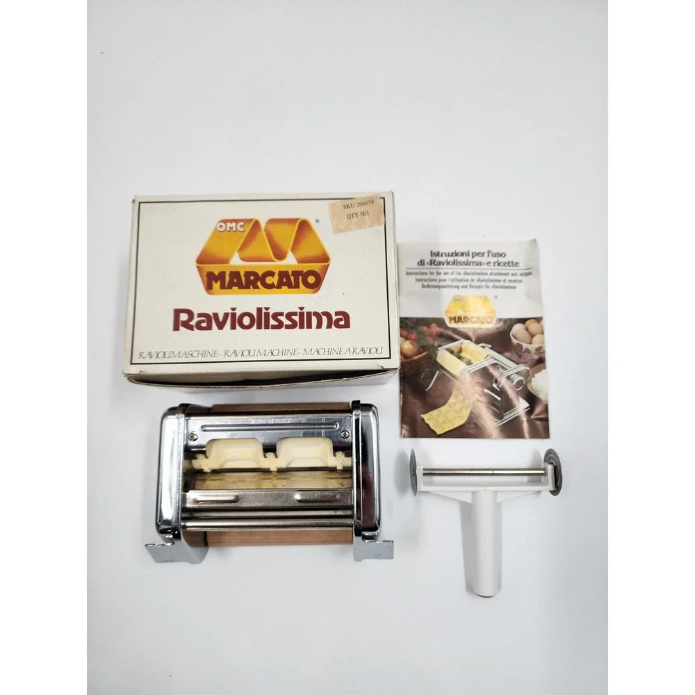 Marcato Raviolissima Pasta Maker Attachment with Box and Cutter Made in Italy